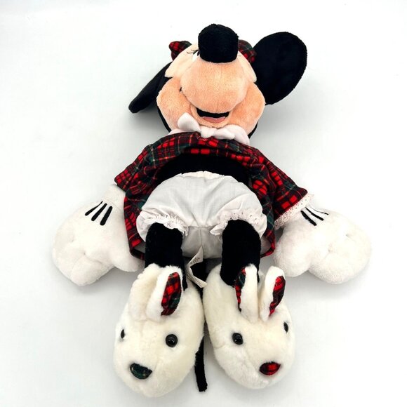 Disney Store Exclusive Holiday Morning Minnie Mouse Plush 16" Bunny Slippers Bow - Picture 9 of 12